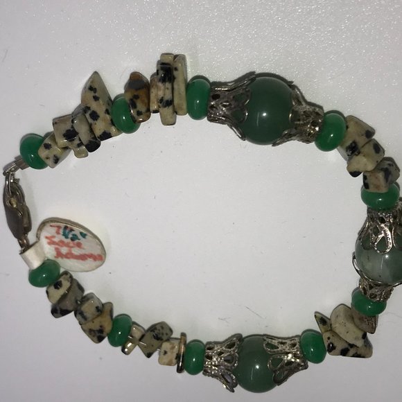 7 1/2" Green Aventurine And Dalmatian Jasper Bracelet - Picture 3 of 5